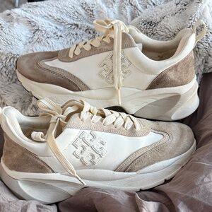 Tory Burch Cream and Tan Sneakers